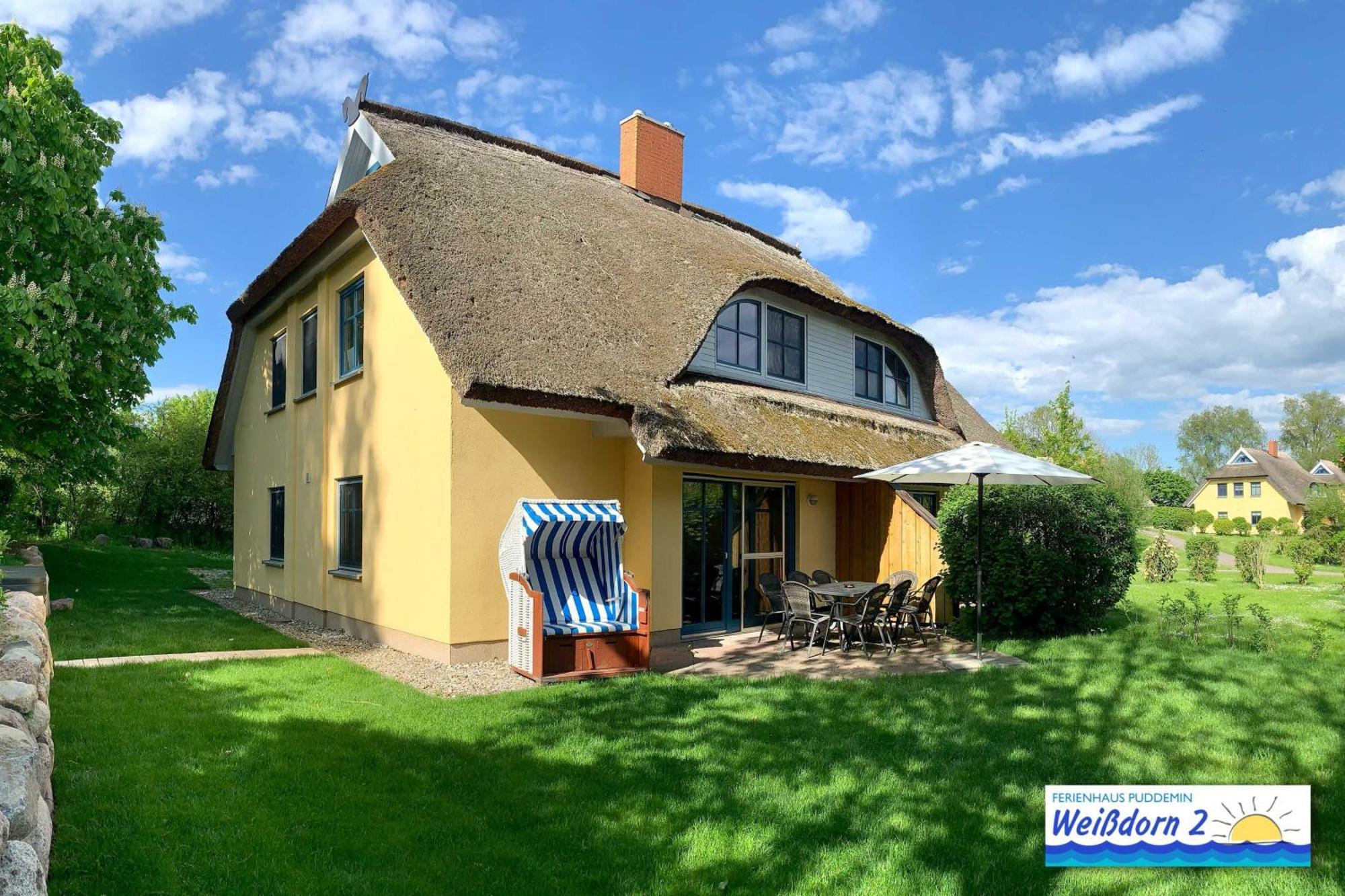 Familienfreundliches Reetdachhaus Weissdorn 2 Villa Puddemin Екстериор снимка